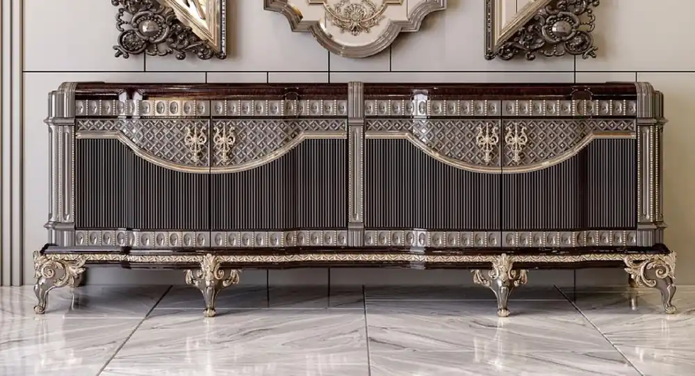 Casa Padrino aparador barroco de lujo marrón oscuro / gris / oro 245 cm Solange Der Vorrat Reicht
