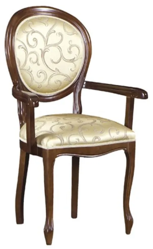 Casa Padrino silla de comedor barroco de lujo con reposabrazos oro patrón / marrón oscuro Preisreduziert