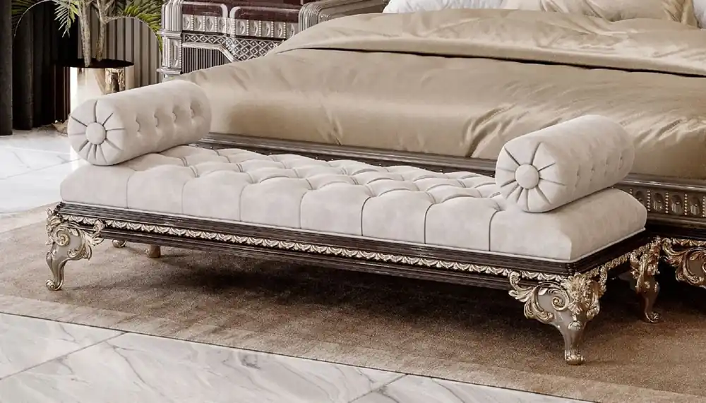 Casa Padrino banco barroco de lujo gris / marrón oscuro / oro 170 cm Highlight