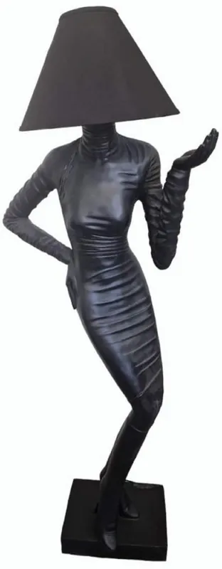 Zertifiziert Casa Padrino lámpara de pie de lujo dama negro A. 187 cm