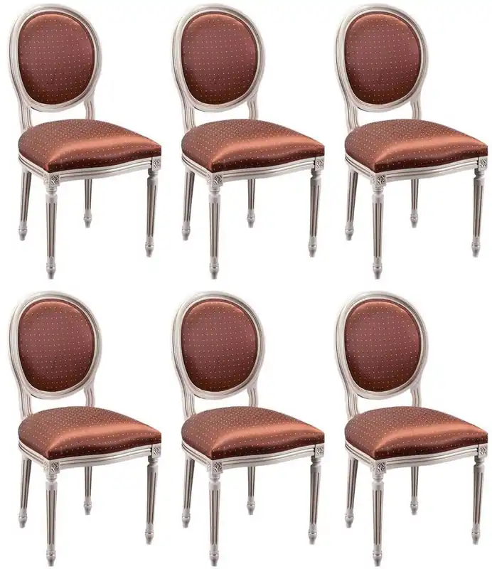 Sichere Zahlung Casa Padrino conjunto de 6 sillas de comedor barrocos de lujo rojo burdeos / blanco