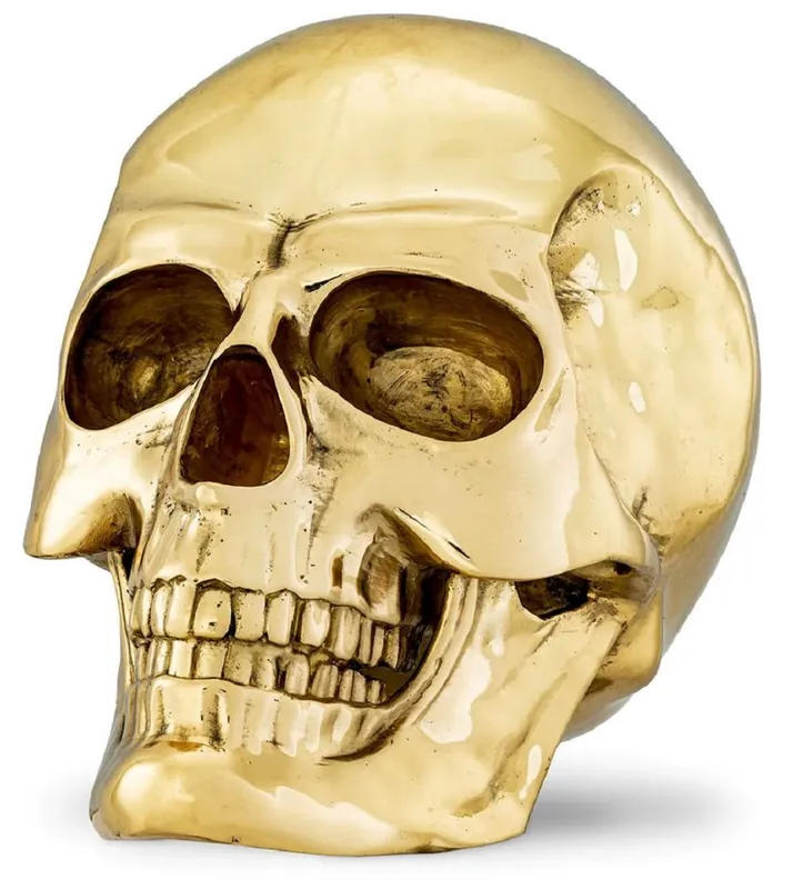 Philipp Plein calavera decorativa de diseño de lujo oro 14 x 22 x A. 16 cm Solange Der Vorrat Reicht