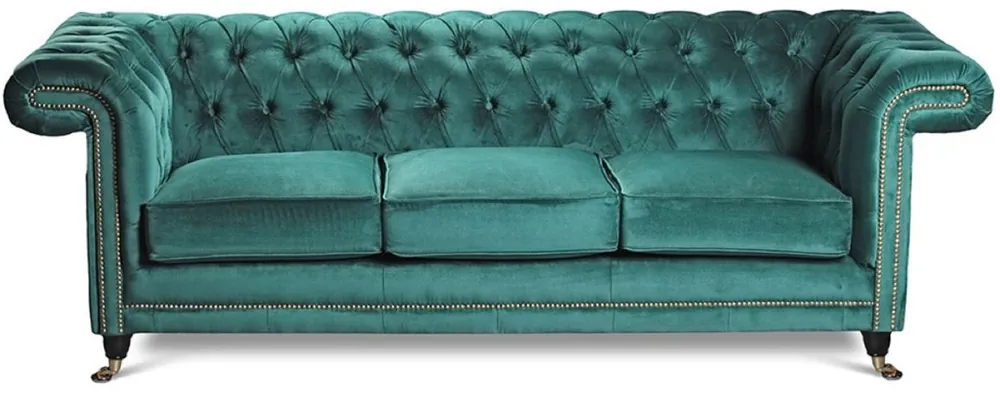 Kracherpreis Casa Padrino sofá Chesterfield de lujo en terciopelo verde / negro / latón 240 cm