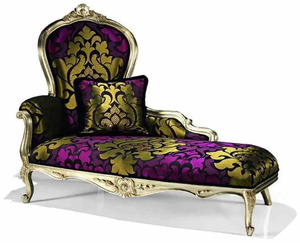 Heißes Angebot Casa Padrino chaise longue barroco de lujo púrpura / negro / oro 156 cm - Hecho en Italia