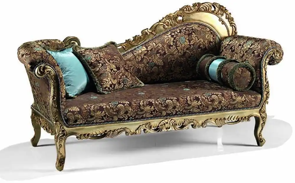 Solange Der Vorrat Reicht Casa Padrino chaise longue barroco de lujo marrón / turquesa / oro 196 cm - Hecho en Italia
