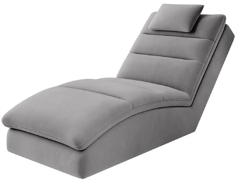 Zertifiziert Casa Padrino chaise longue de terciopelo de lujo con cojín para la cabeza gris 170 cm