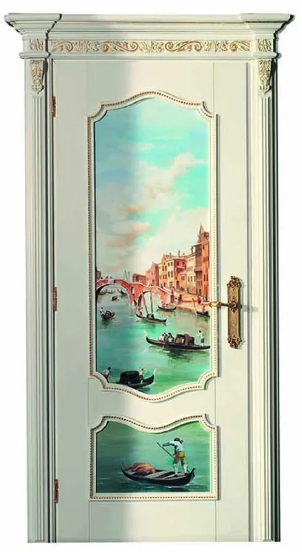 Casa Padrino puerta de apartamento barroco de lujo blanco / multicolor / oro 126 cm - Hecho en Italia Sonderaktion