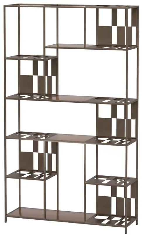 Bestseller Casa Padrino armario de estantería de metal de lujo con estantes de vidrio marrón / bronce 118 cm