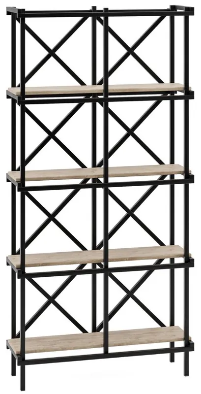 Jetzt Bestellen Casa Padrino armario de estantería de metal de lujo con estantes de madera negro / natural 107,5 cm