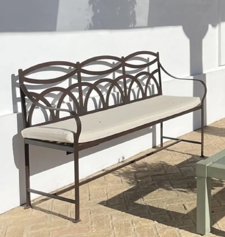 Billig Casa Padrino banco de jardín Art Nouveau de lujo de hierro forjado marrón / crema 150 cm