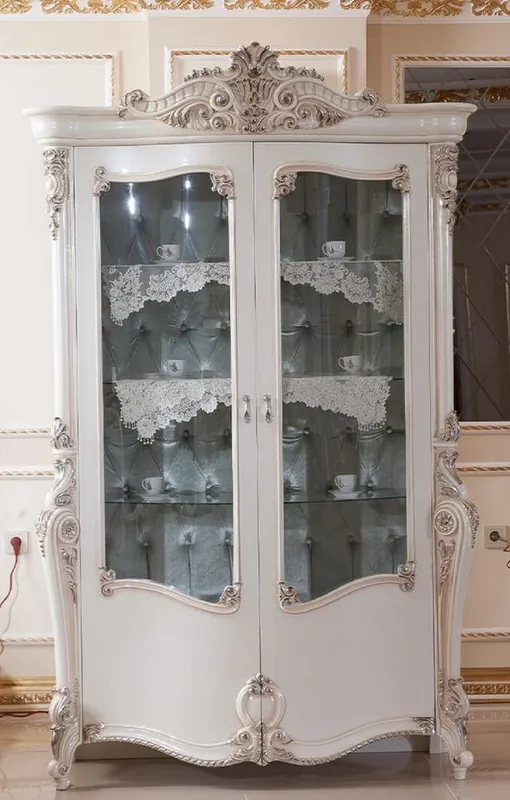 Top-Angebot Casa Padrino vitrina barroco de lujo crema / blanco / plata A. 220 cm