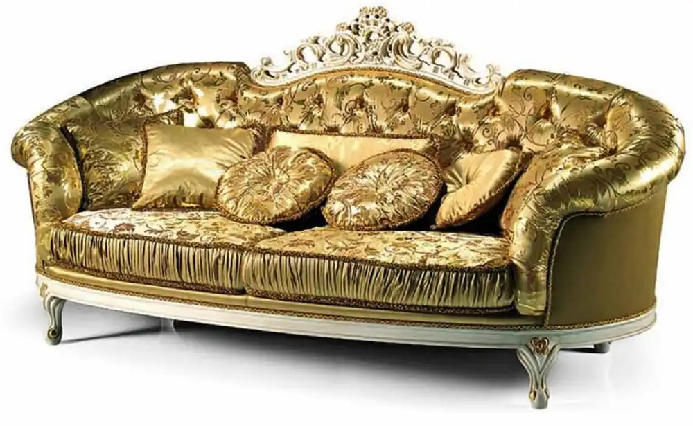 Casa Padrino sofá barroco de lujo oro / marfil 238 cm - Hecho en Italia Neu Im Sortiment
