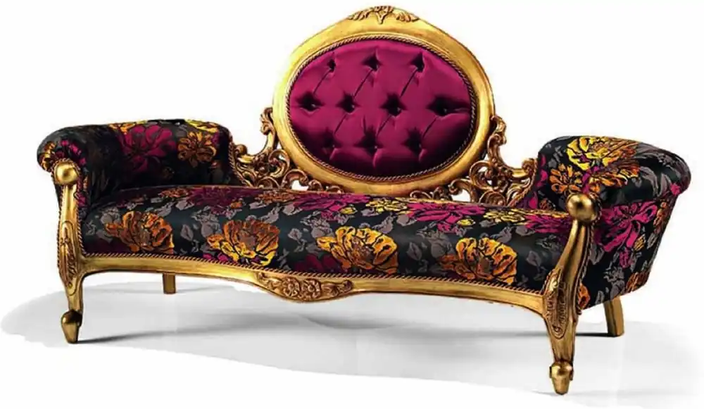 Casa Padrino sofá barroco de lujo negro / púrpura / oro 205 cm - Hecho en Italia Echt