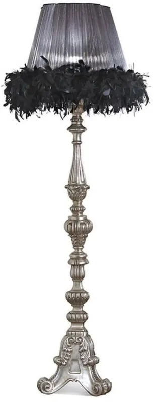 Neuheit Casa Padrino lámpara de pie barroco de lujo plata / negro A. 167 cm - Hecho en Italia