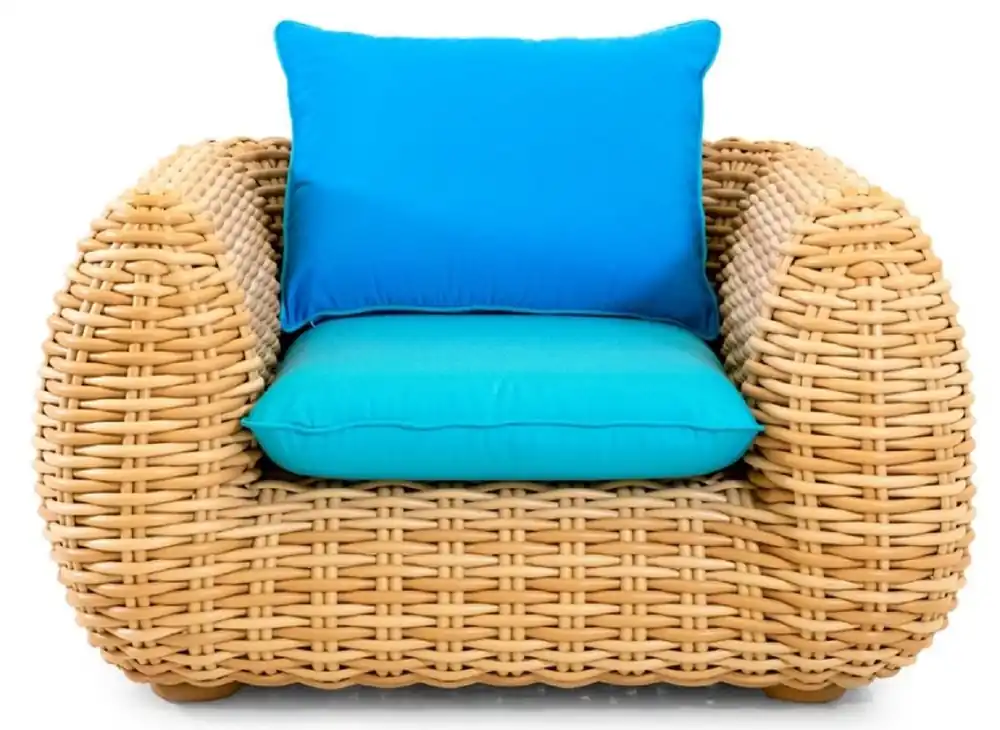 Casa Padrino sillón de jardín de lujo natural / azul 119 cm Schnäppchen