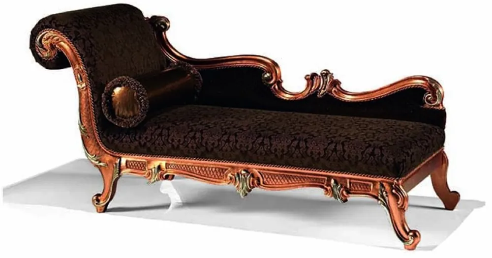 Finale Aktion Casa Padrino chaise longue barroco de lujo negro / marrón / cobre 180 cm - Hecho en Italia