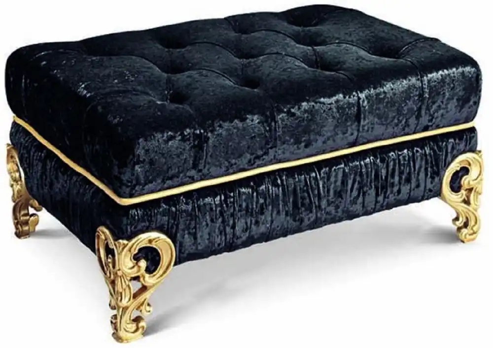Knallerangebot Casa Padrino taburete barroco de lujo negro / oro 75 cm - Hecho en Italia