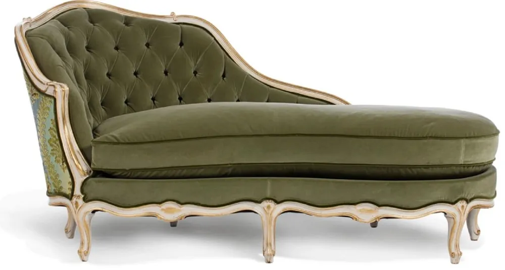 Casa Padrino chaise longue barroco de lujo verde / blanco / oro 166 cm - Hecho en Italia Zertifiziert