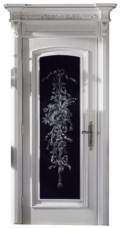 Casa Padrino puerta de apartamento barroco de lujo blanco / negro / plata 126 cm - Hecho en Italia Echt