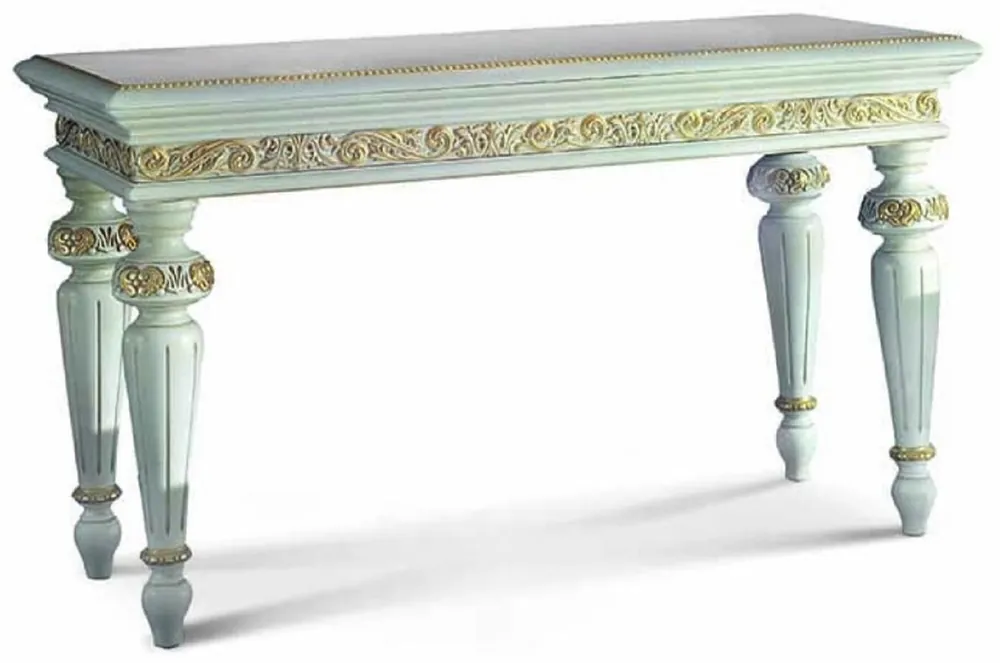 Neu Im Sortiment Casa Padrino consola barroco de lujo blanco / oro 140,5 cm - Hecho en Italia