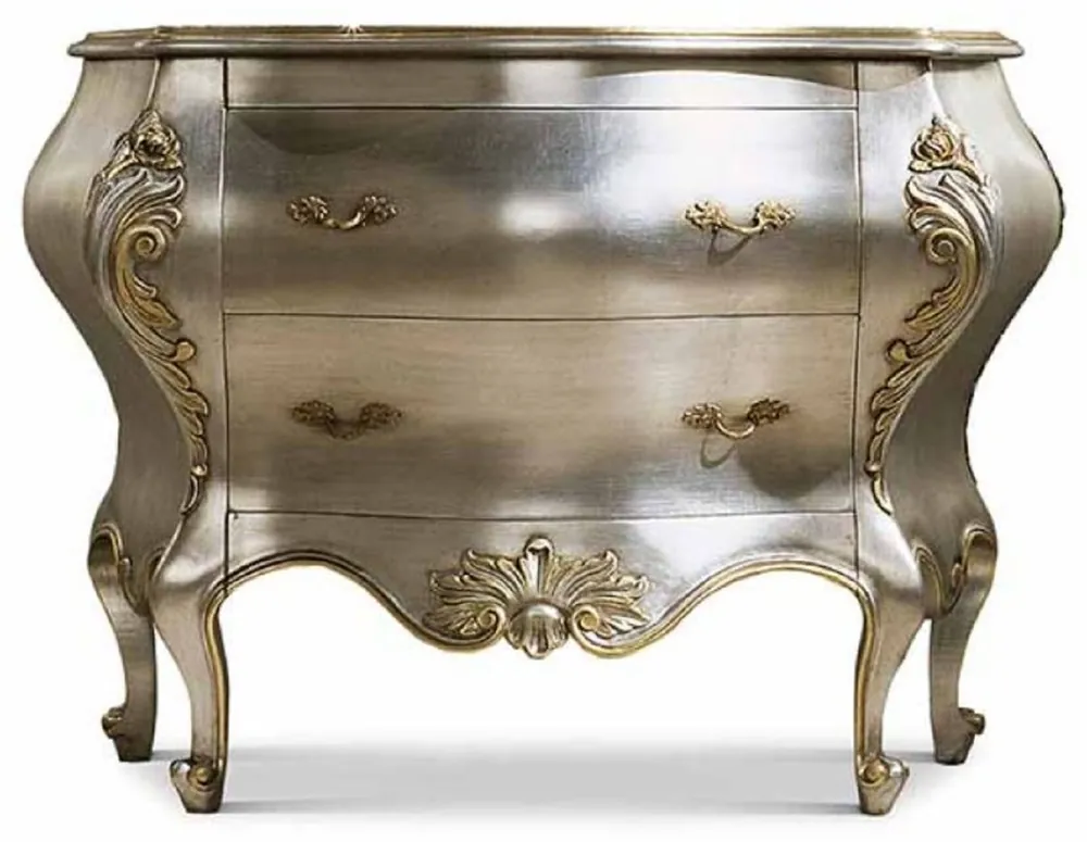 Geprüft Casa Padrino cómoda barroco de lujo plata / oro 127,5 cm - Hecho en Italia