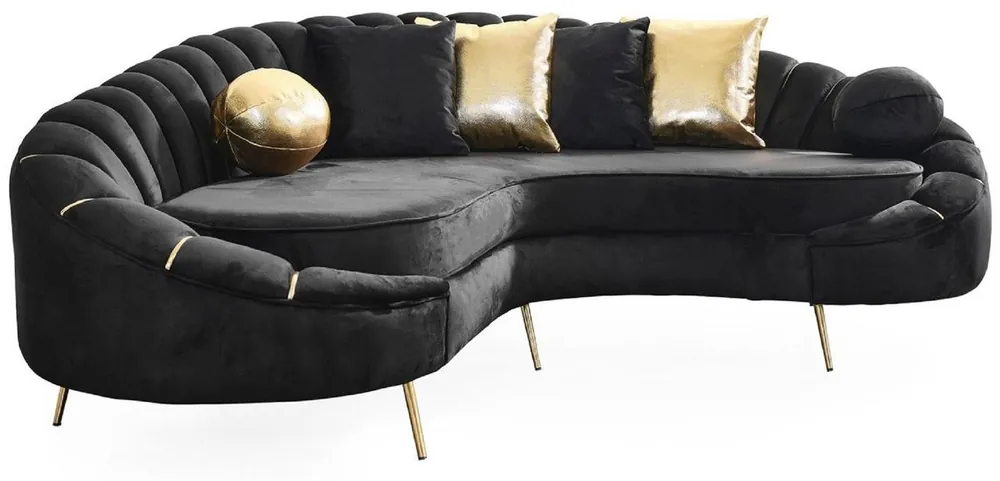 Neue Ware Casa Padrino sofá de 3 plazas de salón de lujo negro / oro 250 cm