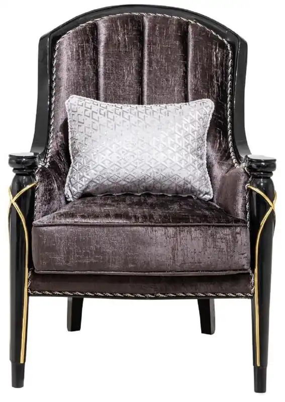 Neu Im Sortiment Casa Padrino sillón barroco de lujo púrpura / negro / oro A. 112 cm