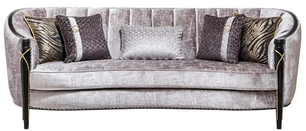 Wochenendangebot Casa Padrino sofá de salón barroco de lujo plata / negro / oro 245 cm