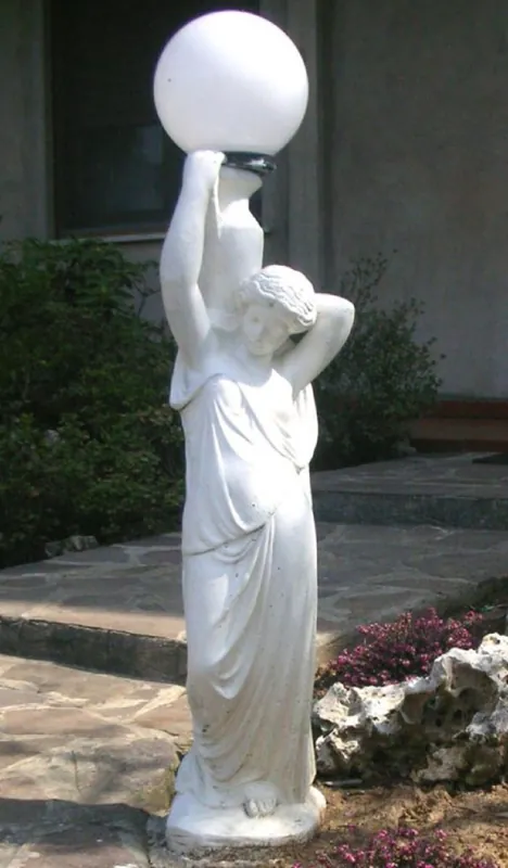 Bestpreis Casa Padrino lámpara de jardín Art Nouveau escultura mujer blanco A. 120 cm