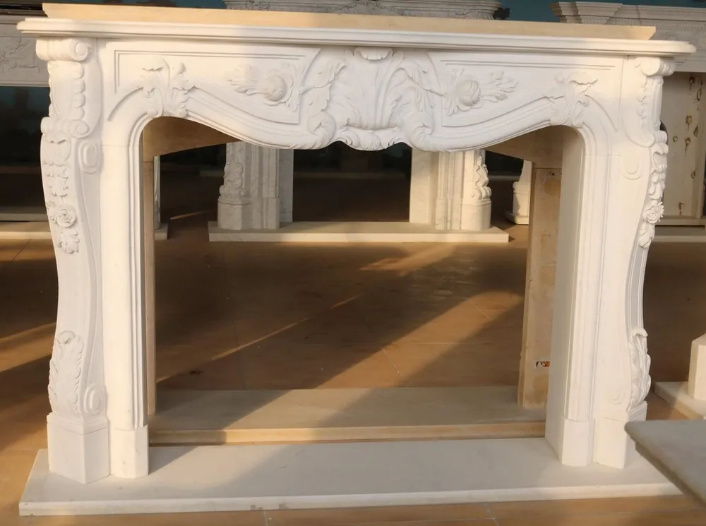 Garantierte Lieferung Casa Padrino marco de chimenea de mármol barroco de lujo blanco 184 x A. 133 cm