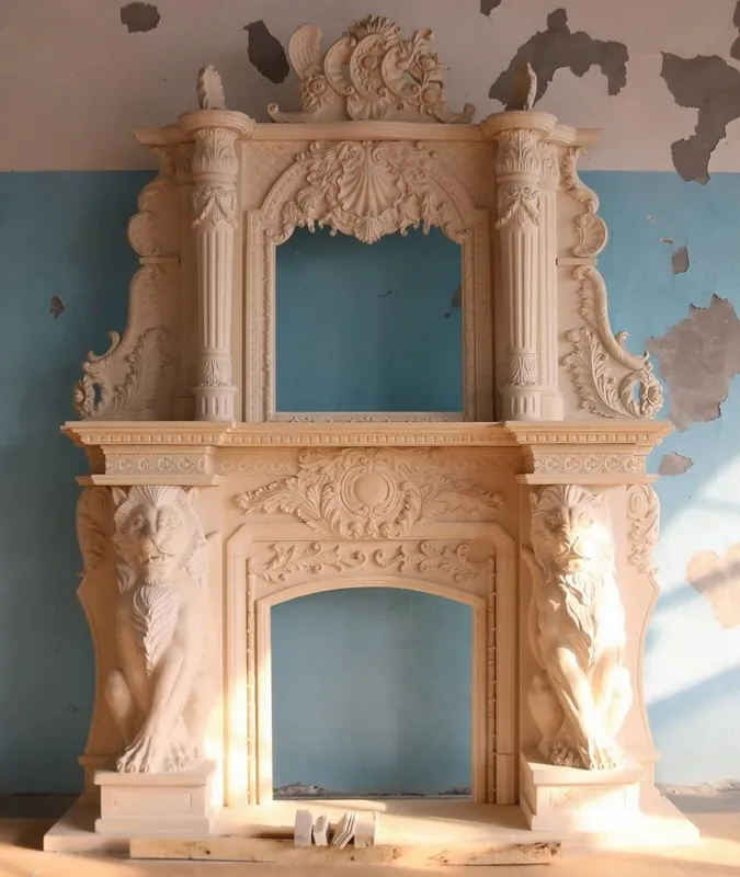 Casa Padrino marco de chimenea de mármol barroco de lujo beige 260 x A. 350 cm Kracherpreis