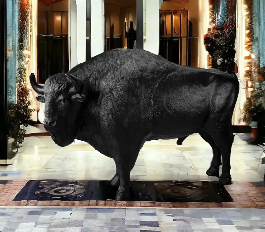 Direkt Vom Hersteller Casa Padrino escultura decorativa XXL bisonte negro 260 x A. 170 cm