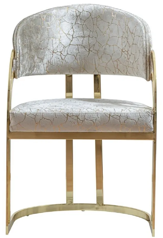 Casa Padrino silla de comedor de lujo con reposabrazos plata / oro A. 88 cm Sonderaktion