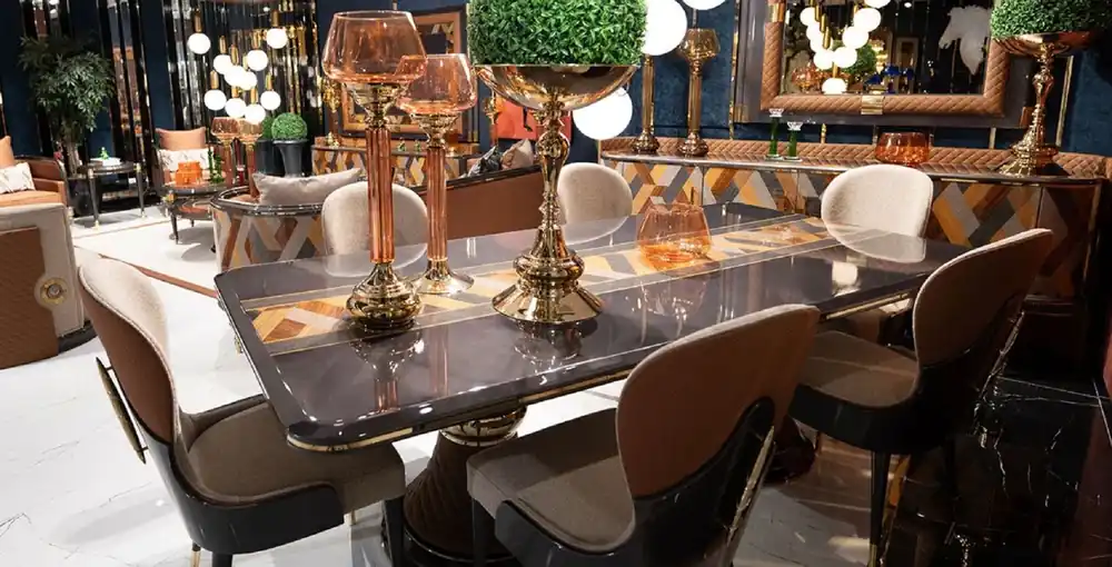 Casa Padrino conjunto de comedor Art Deco de lujo - Mesa de comedor y 8 sillas Schneller Versand