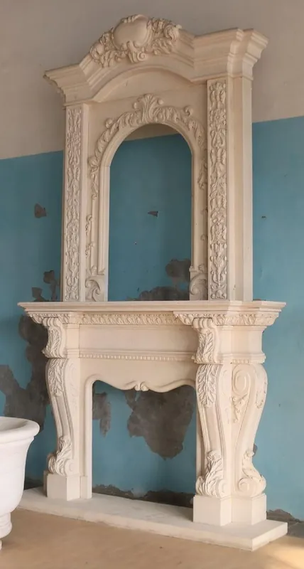 Solange Der Vorrat Reicht Casa Padrino marco de chimenea de mármol barroco de lujo beige 215 x A. 372 cm