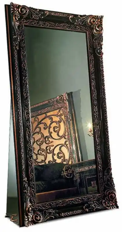 Garantierte Lieferung Casa Padrino espejo de pie barroco de lujo negro 118 x A. 214 cm - Hecho en Italia