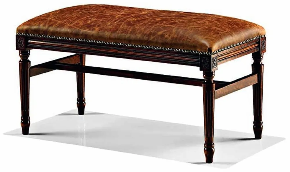 Highlight Casa Padrino banco de cuero barroco de lujo marrón vintage / marrón oscuro 80 cm - Hecho en Italia