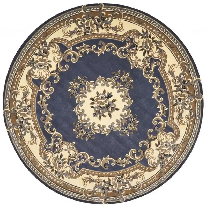 Aktuell Casa Padrino Alfombra de Salón Barroco de Lujo Azul / Crema / Marrón - Varios Tamaños
