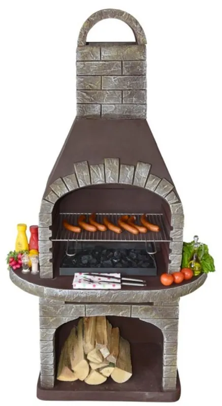 Casa Padrino barbacoa de jardín de hormigón de lujo gris / marrón 110 x 68 x A. 197 cm Jetzt Bestellen