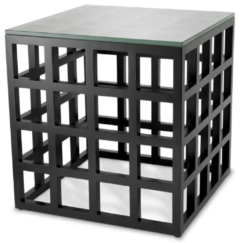 Casa Padrino mesa auxiliar de lujo con tapa de vidrio negro A. 54,5 cm Preiswert