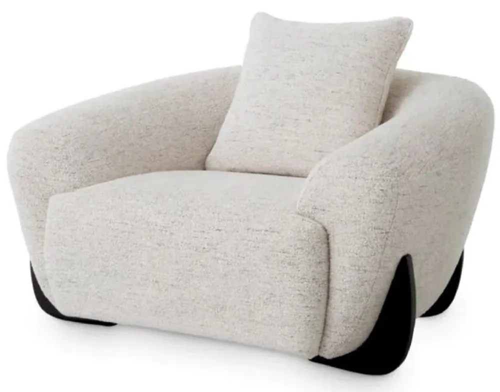 Casa Padrino sillón de lujo con cojín crema blanco / negro 126 cm Online Kaufen