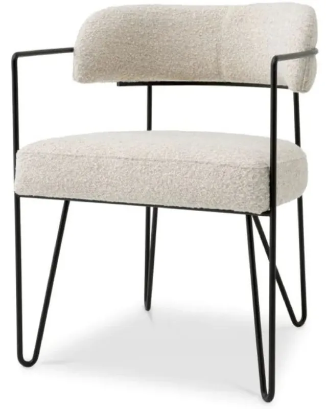 Sichere Zahlung Casa Padrino silla de comedor de lujo con reposabrazos blanco / negro A. 75 cm