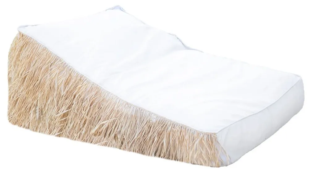 Abverkauf Casa Padrino tumbona de jardín de lujo con flecos blanco / natural 140 cm