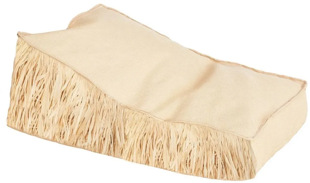 Wochenendangebot Casa Padrino tumbona de jardín de lujo con flecos beige / natural 140 cm