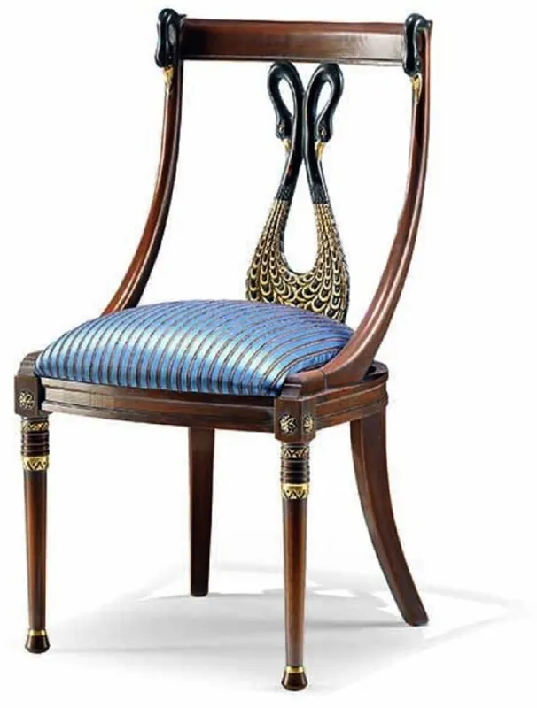 Casa Padrino Silla de Comedor Barroco de Lujo Azul / Marrón A. 98 cm - Hecho en Italia Billig