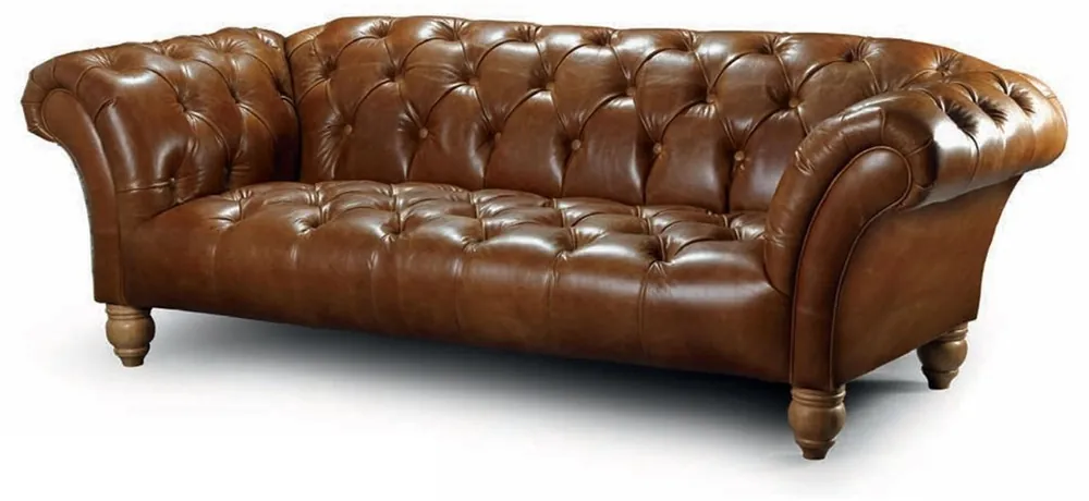 Casa Padrino sofá de 2 plazas Chesterfield de lujo de cuero genuino marrón 207 cm Ausverkauf