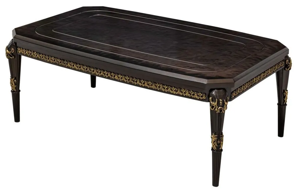 Ausverkauf Casa Padrino mesa de centro barroco de lujo marrón oscuro / oro 132 cm - Muebles Barrocos