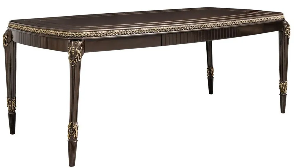 Finale Aktion Casa Padrino mesa de comedor barroco de lujo marrón oscuro / oro 215 cm - Muebles Barrocos