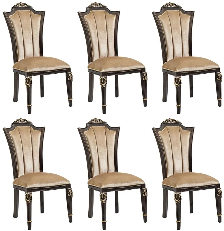Casa Padrino conjunto de 6 sillas de comedor barrocos de lujo marrón claro - Muebles Barrocos Sale