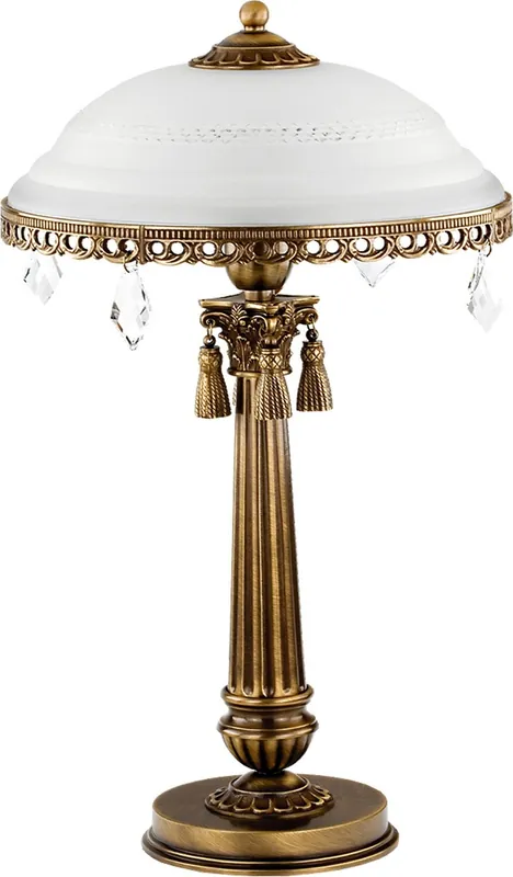 Casa Padrino lámpara de mesa de cristal barroco de lujo latón con pátina / blanco A. 51 cm Neue Ware